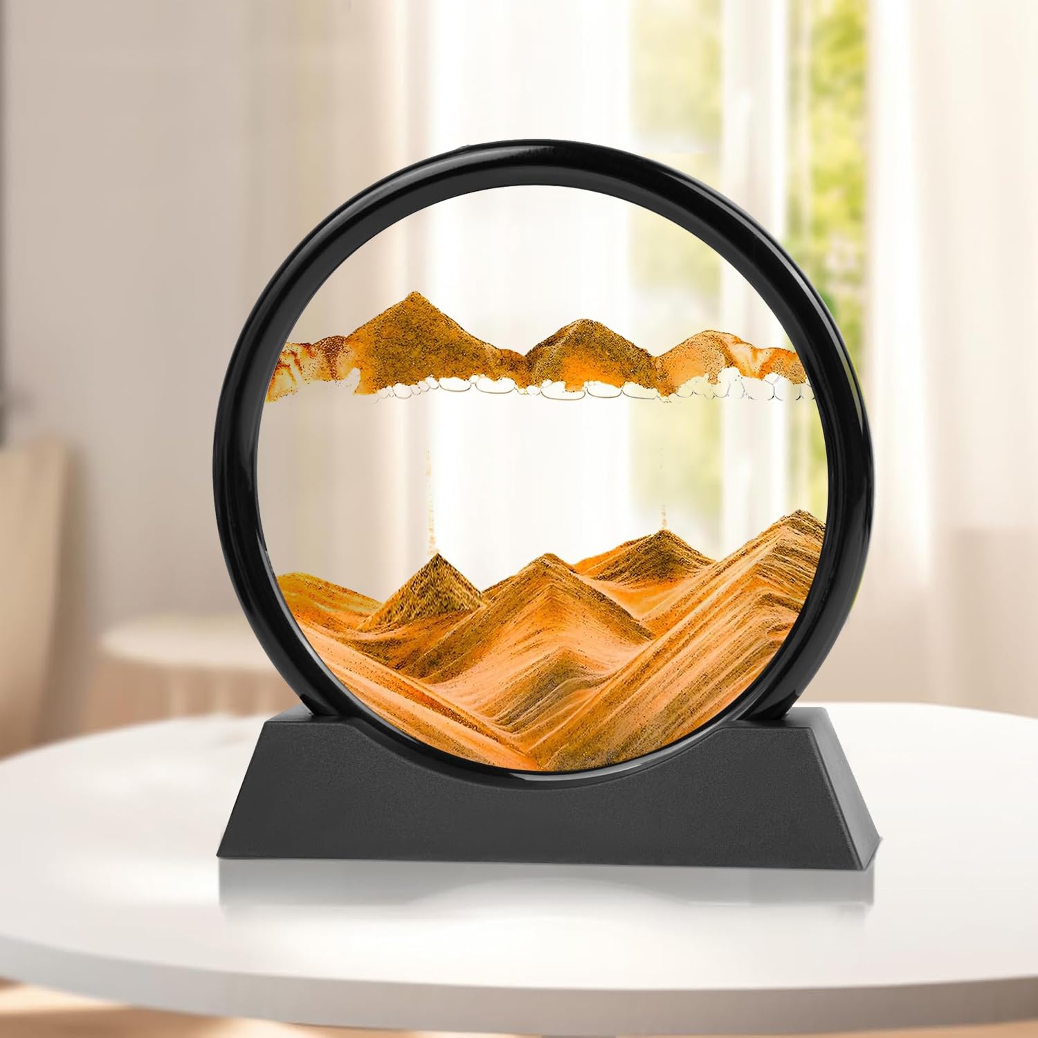 TIED RIBBONS Moving Sand Art Picture with Stand Showpiece (Brown, 26.2 cm x 20.3 cm) – 3D Deep Sea Hourglass Flowing Sand Frame for Home Office Desk Bedroom Living Room Antique Gifting Item