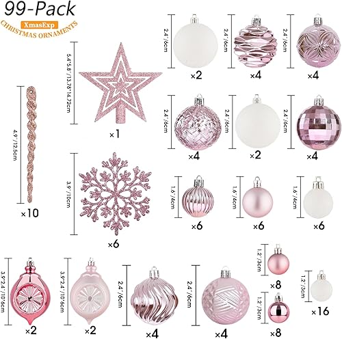 Miniatura 3 de XmasExp Juego de 99 bolas de Navidad inastillables con paquete de regalo reutilizable para decoración del árbol de Navidad (negro)