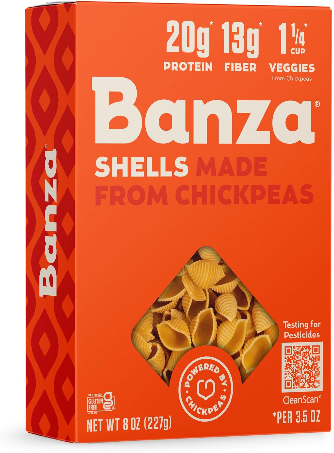 Banza Shells Pasta from Chickpeas - Gluten Free, High Protein, and Lower Carb Protein Shells Chickpea Pasta - 8oz