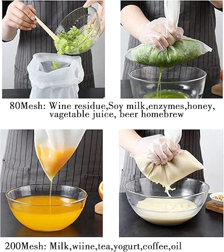 Miniatura 6 de 4 coladores de trapos, colador de bolsas de nueces de nailon de grado alimenticio, colador reutilizable para colar jugo de frutas, leche de nueces,