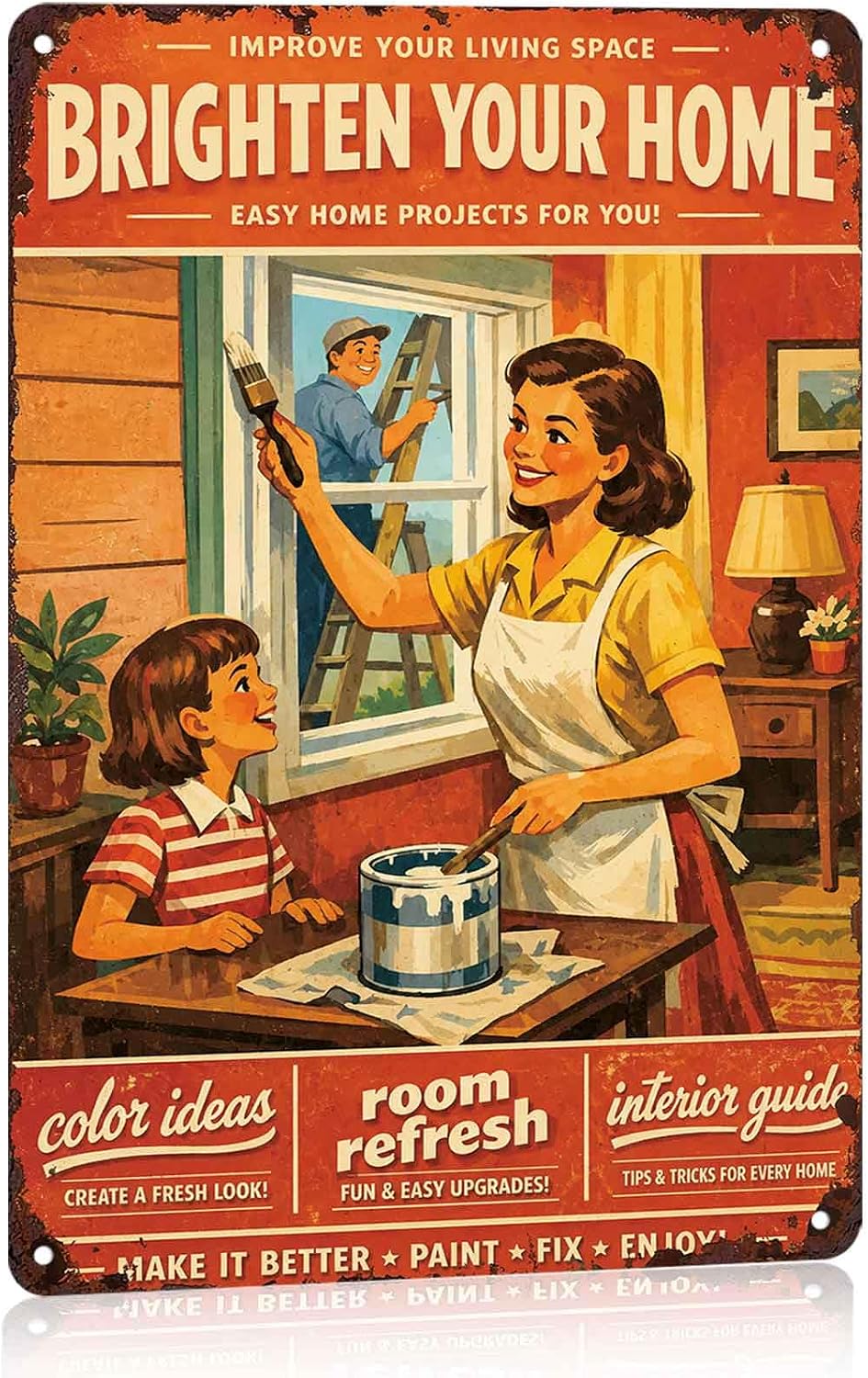 Home Improvement Vintage Metal Wall Art Signs 8X12 Inch
