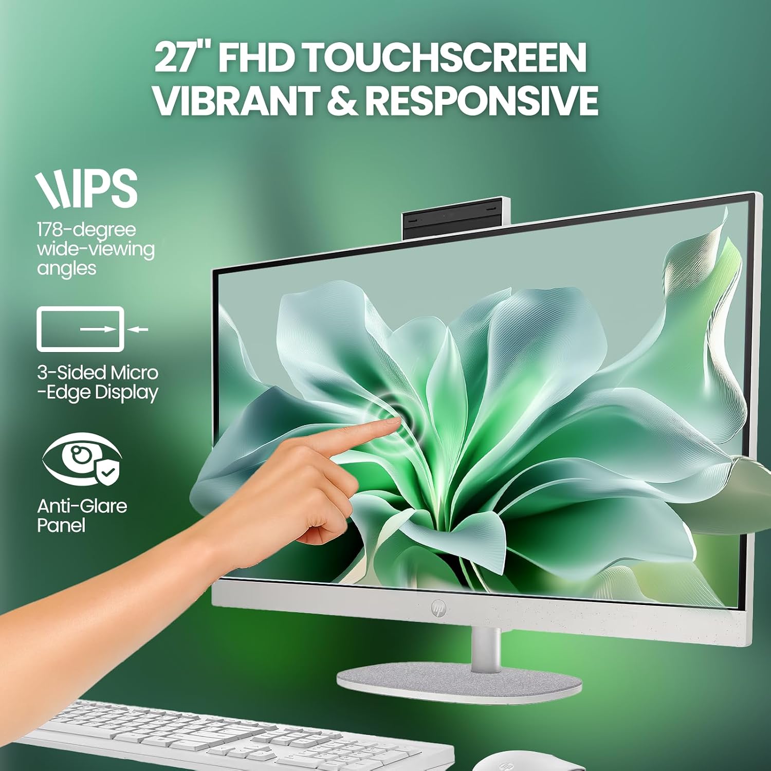 HP 27" Touchscreen All-in-One Desktop Computer - Windows 11 Pro Business PC, Intel Core-Ultra 7 155U, 27" FHD Anti-Glare LED Display, 16GB DDR5, 1TB SSD, FHD IR Camera, W/General Hardware Accessories