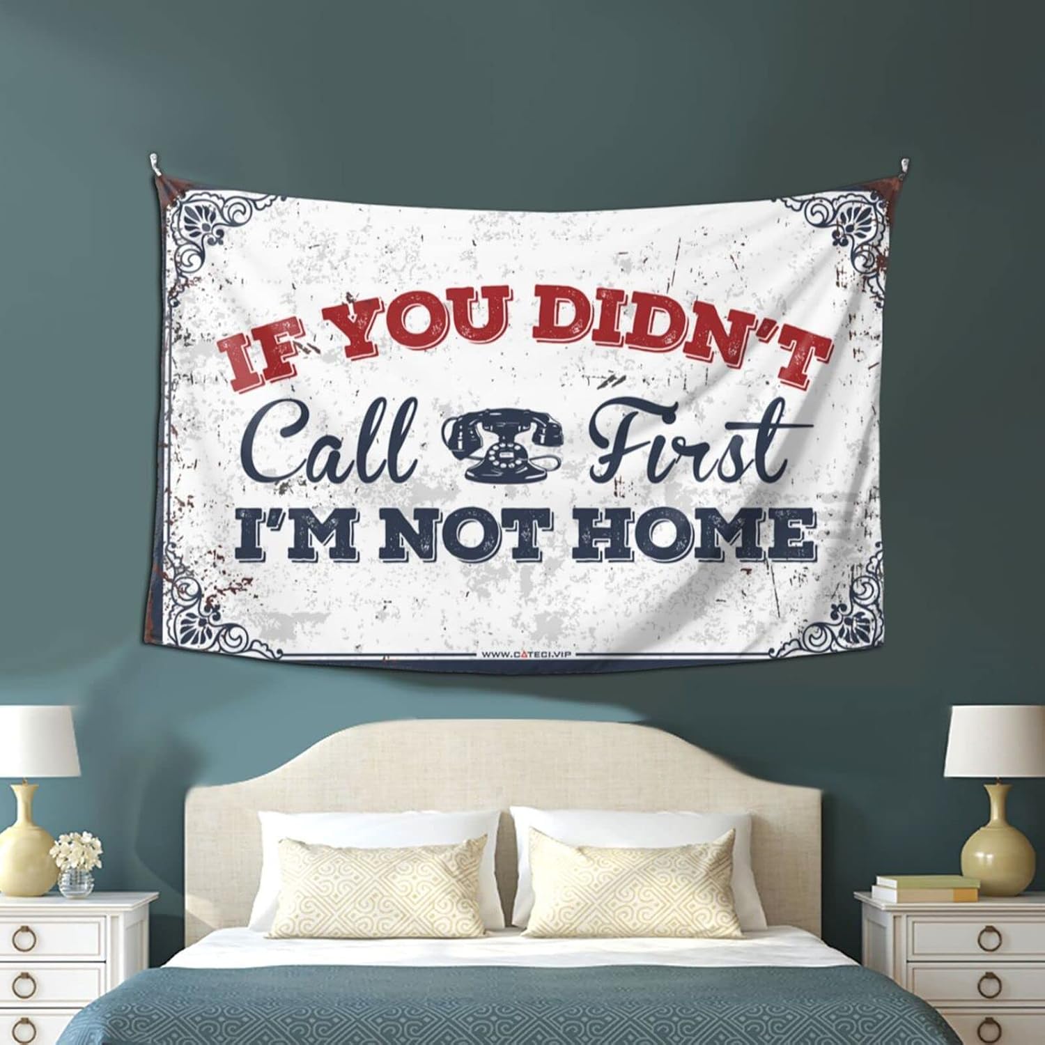 Bedroom Door Decor If You Didn'T Call First I'M Not Home Tapestry Funny Bar Decor Funny Bedroom Decor(100X150CM)