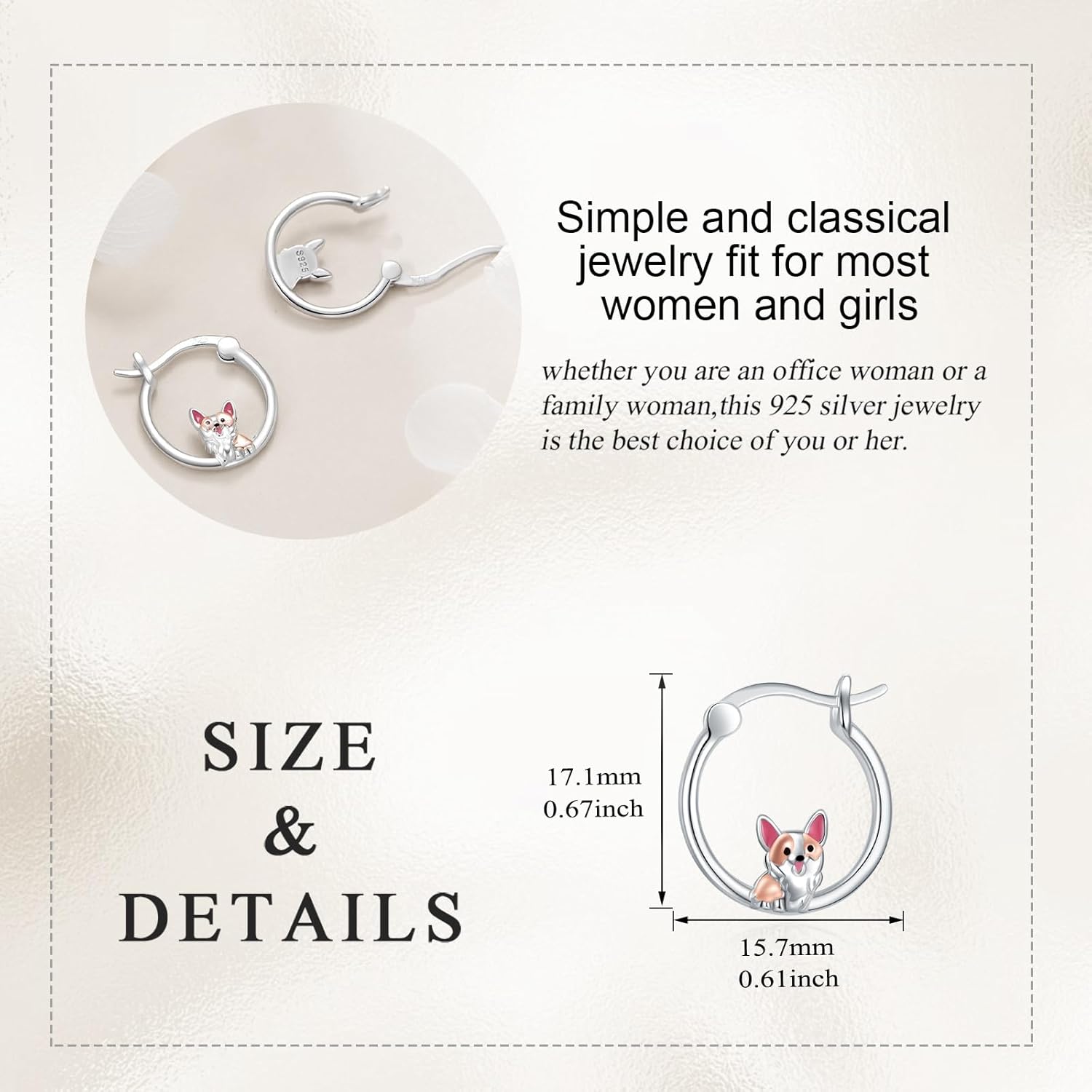 Corgi Earrings 925 Sterling Silver Animal Earrings Corgi Dog Hoop Huggie Earrings Jewelry Christmas Gifts for Women - Image 4