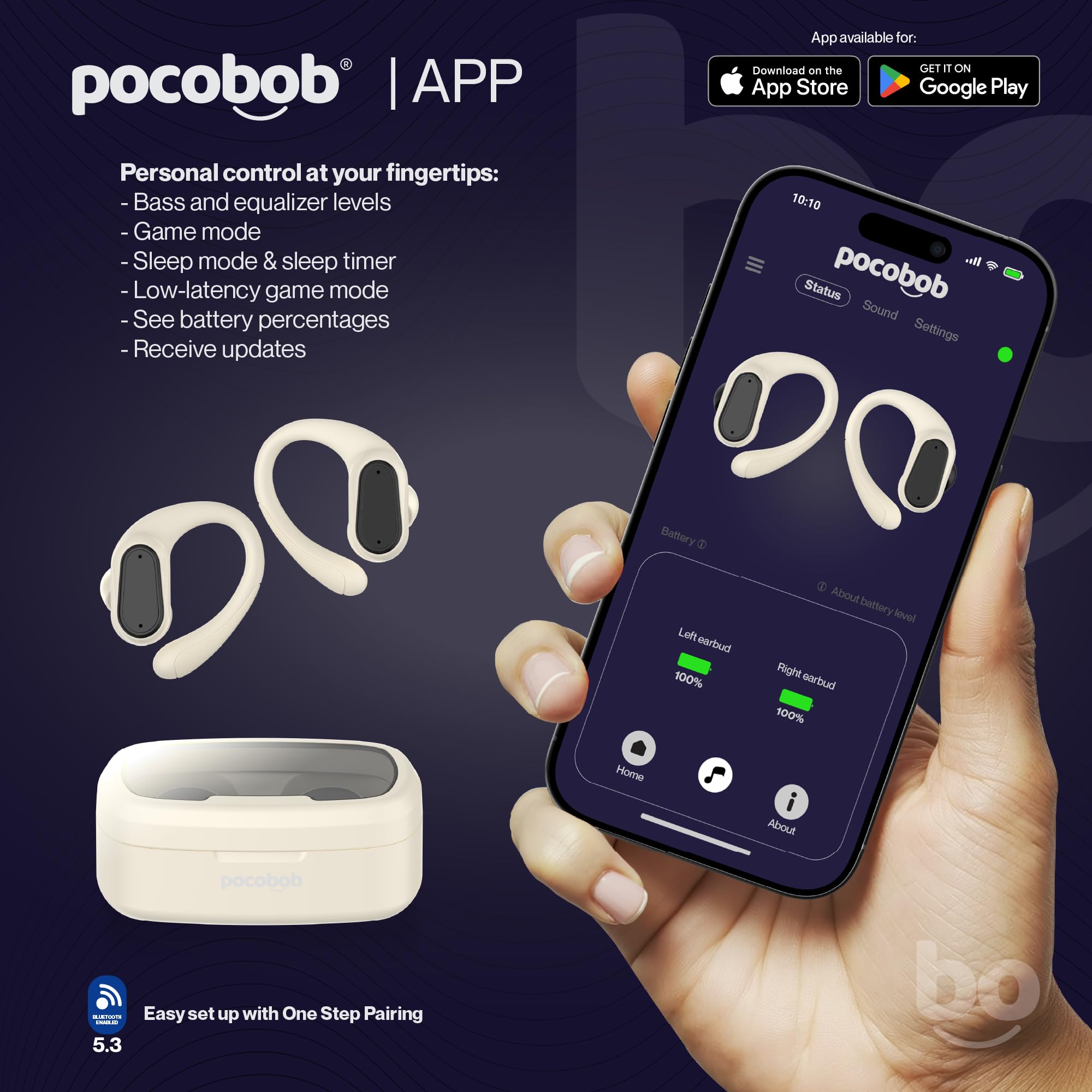 SP con archetti auricolari, Bluetooth 5.0, microfono, touch, IPX7, 30h di autonomia, USB-C – Auricolari wireless per fitness, corsa e outdoor (Beige)