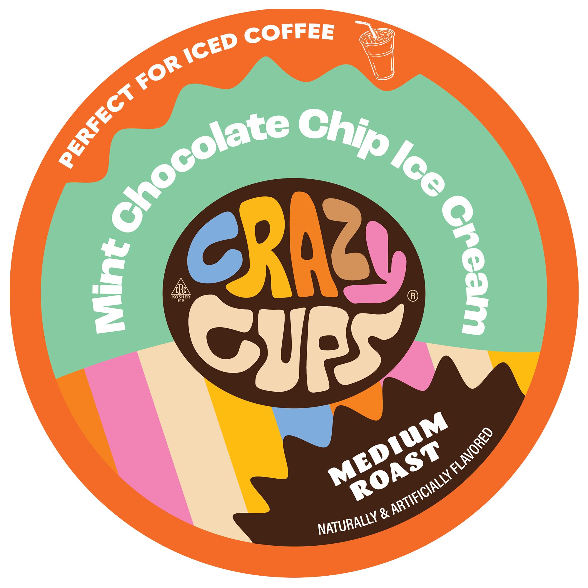 Crazy Cup - Cápsulas de café de chocolate, chispas de chocolate con menta, cápsulas de café helado para máquinas Keurig K-Cup, calientes o heladas (paquete de 22)