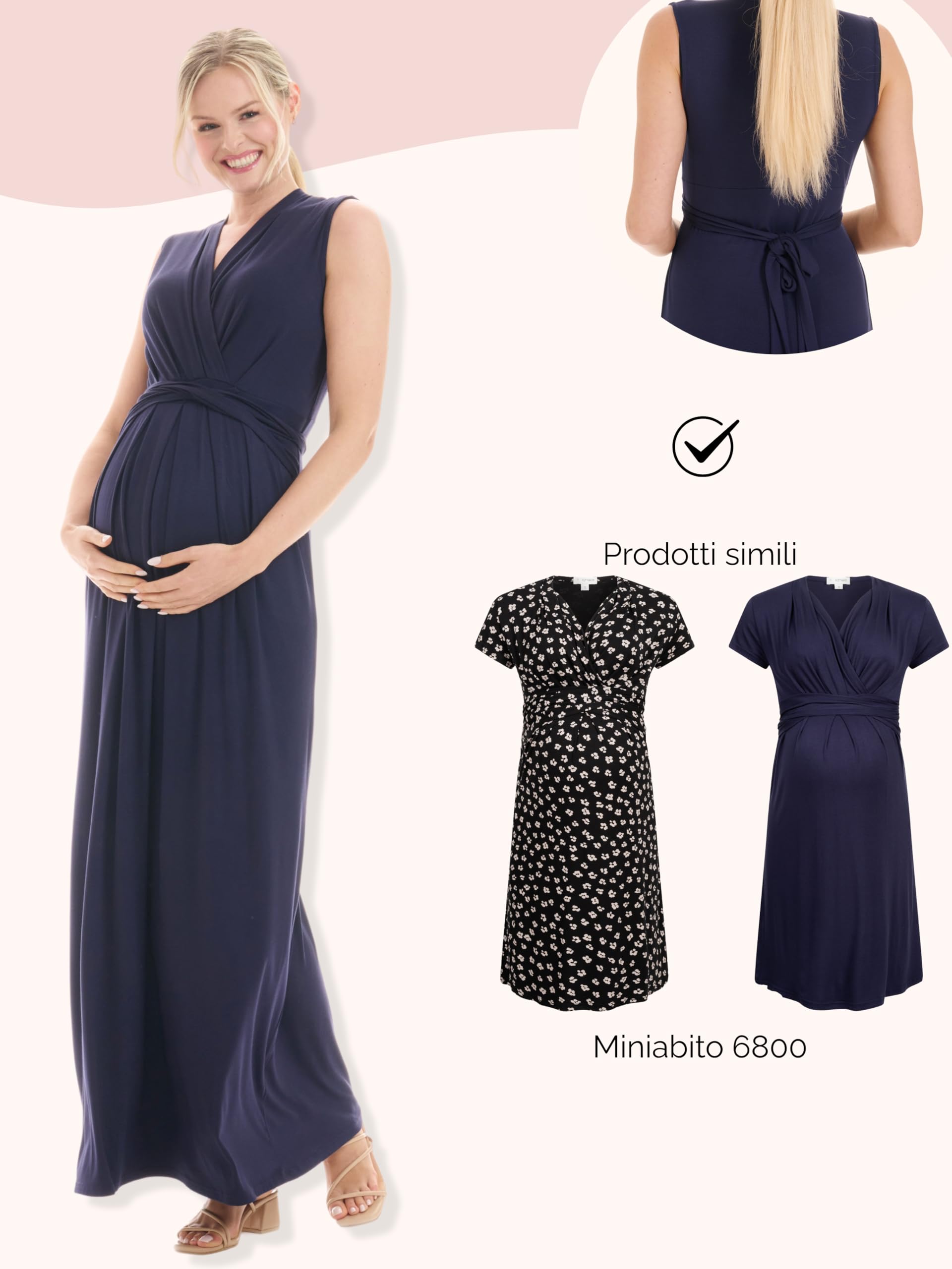 Herzmutter Abito Lungo per la maternità e la Gravidanza - vestivo per L'Allattamento - Maxi Abito Estivo - Festivo - Abiti da Donna per la maternità - Allattamento - 6900