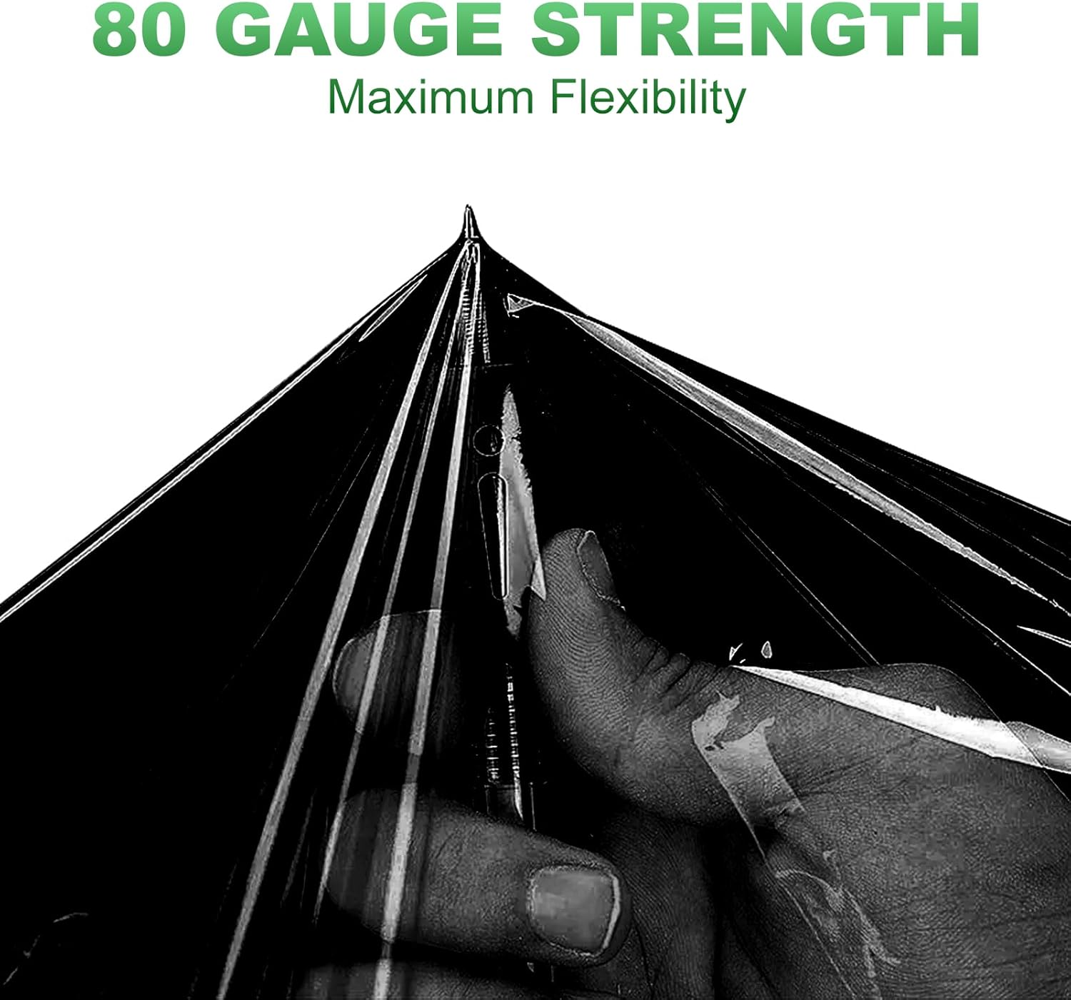 Black Stretch Wrap 80 Gauge 15 Inch x 1000 ft, Industrial Strength Wrap Self-Adhering with Plastic Handle for Packing, Shipping, Moving & Pallet Bundling, 2 Pack