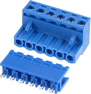 MECCANIXITY PCB Mount Screw Terminal Block 5.08mm Pitch 6 Pin 15A Straight Plug-in for Electrical, Instruments 2Set