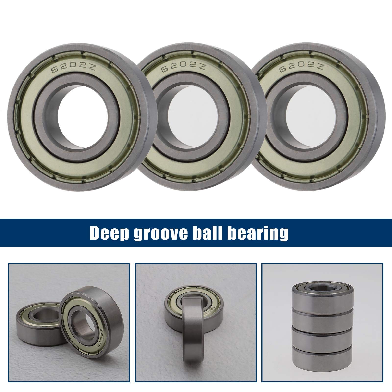 Lot De 4 Roulements à Billes 6202ZZ Pré-lubrifiés - 15x35x11 Mm Acier Double Blindage