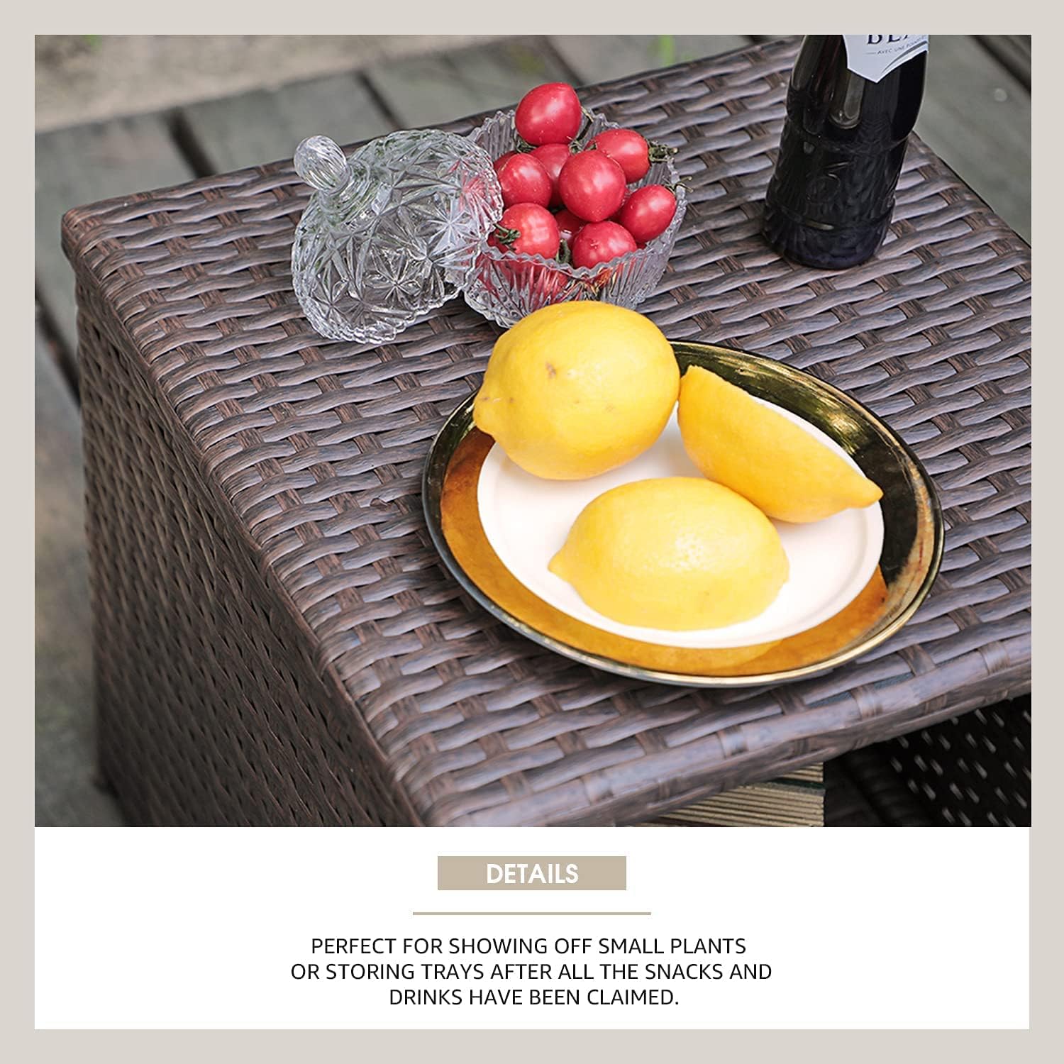 Yangming Patio Furniture Set 3 Piece, Wicker Deck Furniture Set Patio Bistro Sets with Storage Coffee Table, for Lawn, Porch, Deck, Pool, Balcony, Garden, Outdoor (Brown) : Patio, Lawn & Garden