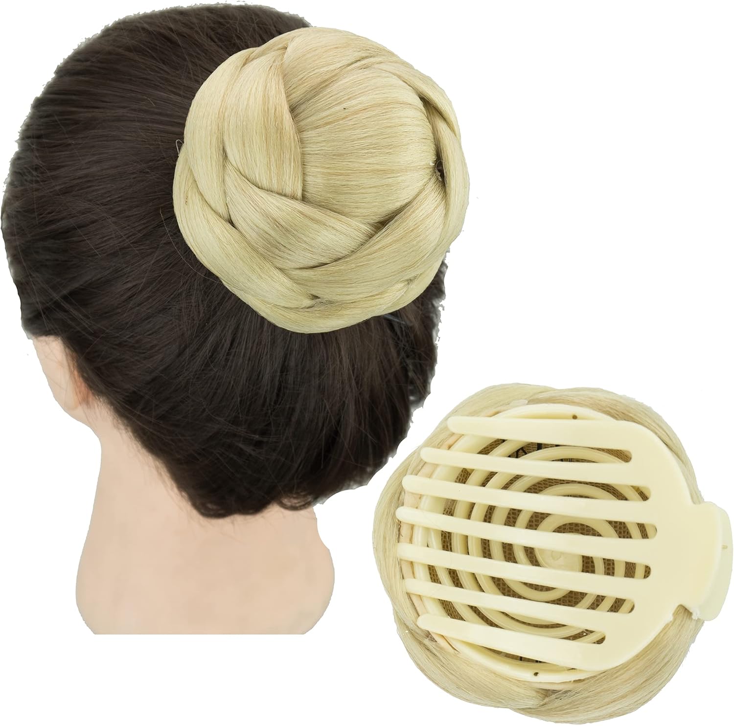 IMISSU Braided Chignon Hair Donut Hairpieces Dancer Scrunchie Claw Hair Bun Updo Wig (Blonde)