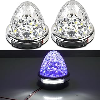 Rikopin(リコピン) サイドマーカーランプ 2個セット 路肩灯付き 12V/24V対応 クリアレンズ バスマーカー トラックマーカー クリスタルレンズ仕様 ダイヤカット (アイスパープル)