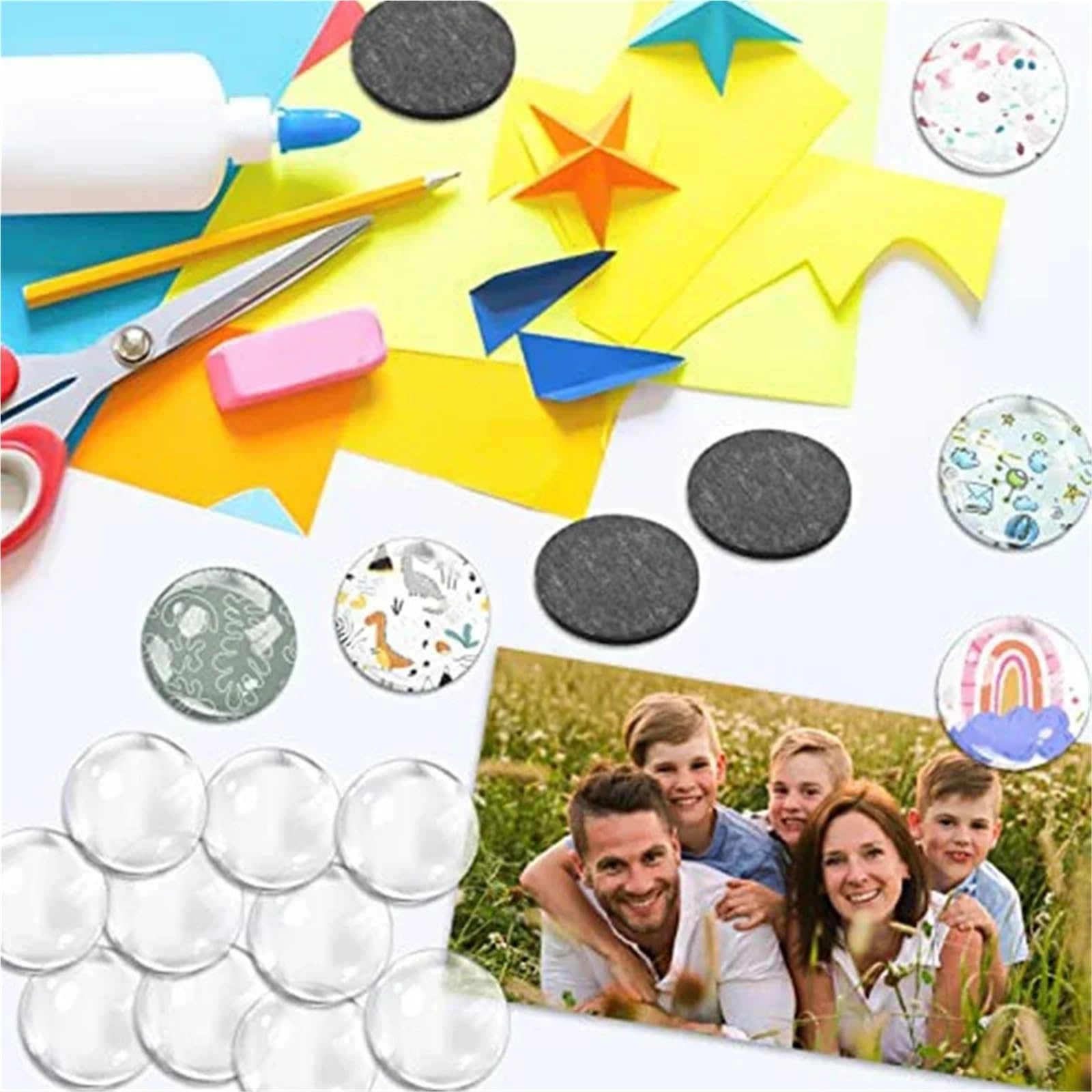 Magnete Kühlschrank 48 Stück runde Kühlschrankmagnete mit klaren Kuppel-Cabochons und Glasscheiben for Kühlschrank, Büro, Schließfach, Whiteboard