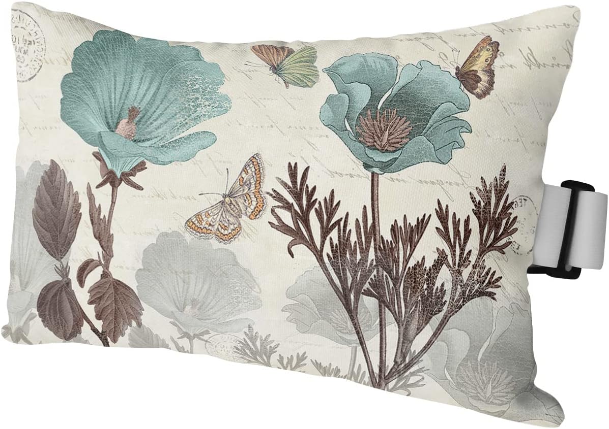 Vintage Teal Tulip Outdoor Chaise Lounge Chair Head Pillow,1 Pack Waterproof