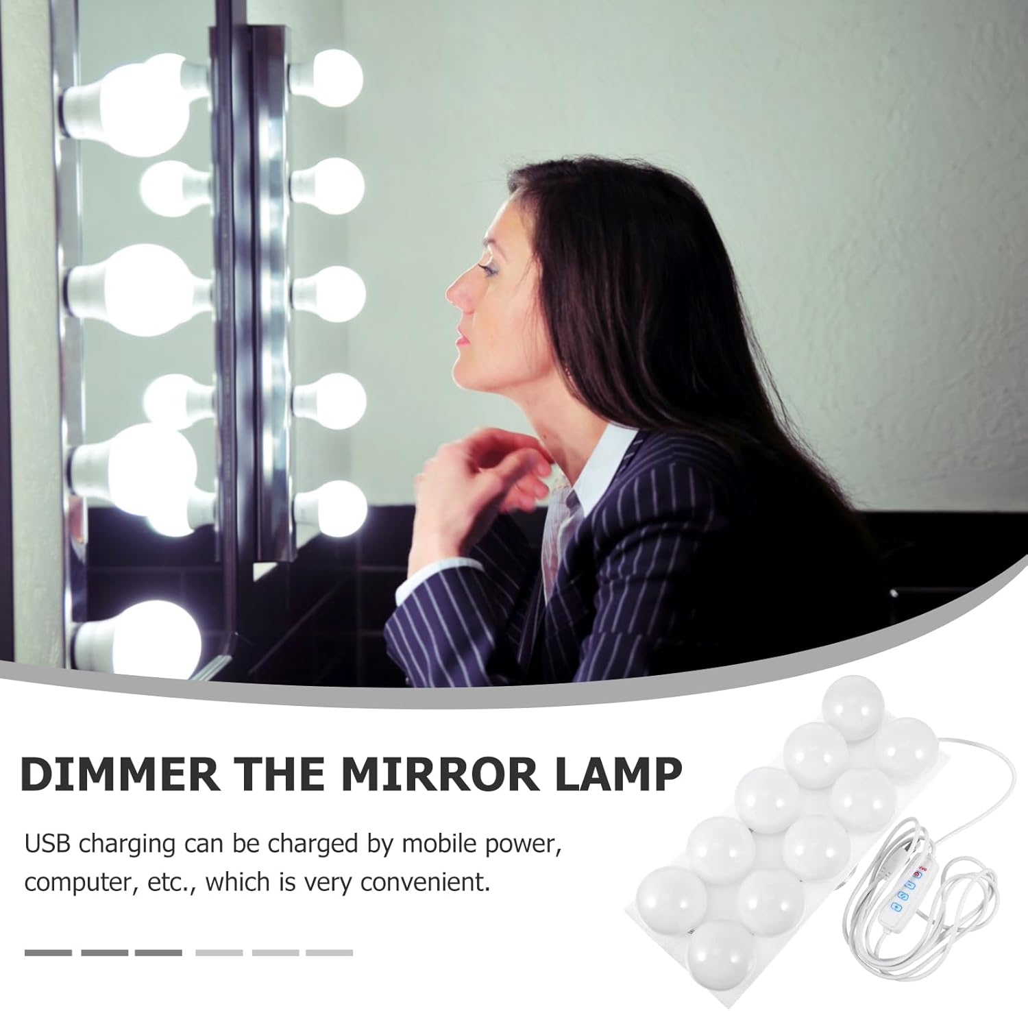TEHAUX LED Vanity Lights for Mirror, Makeup Vanity Lights LED Bulbs Makeup Mirror Lights Kit with 10 Bulbs, Adjustable 3 Colors Mode for Makeup/Dressing Room/Bathroom