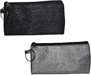 محفظة نسائية انيقة ولامعة - شنطة يد صغيرة للحفلات المسائية والمناسبات الخاصة (رمادي واسود)