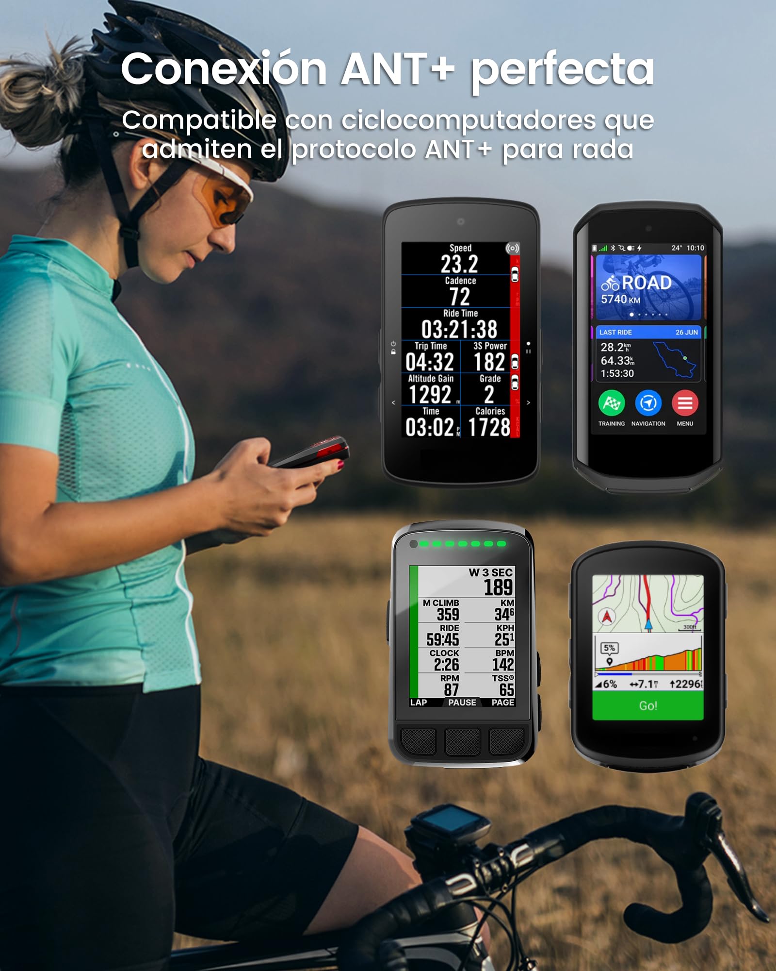 RAVEMEN NT201 Luz Trasera con Radar para Bicicleta, 80 Lúmenes Gran Angular y Brillante con Alerta Visual y Sonora Compatible con Ant+ para Conducción Urbana Diurna y Nocturna