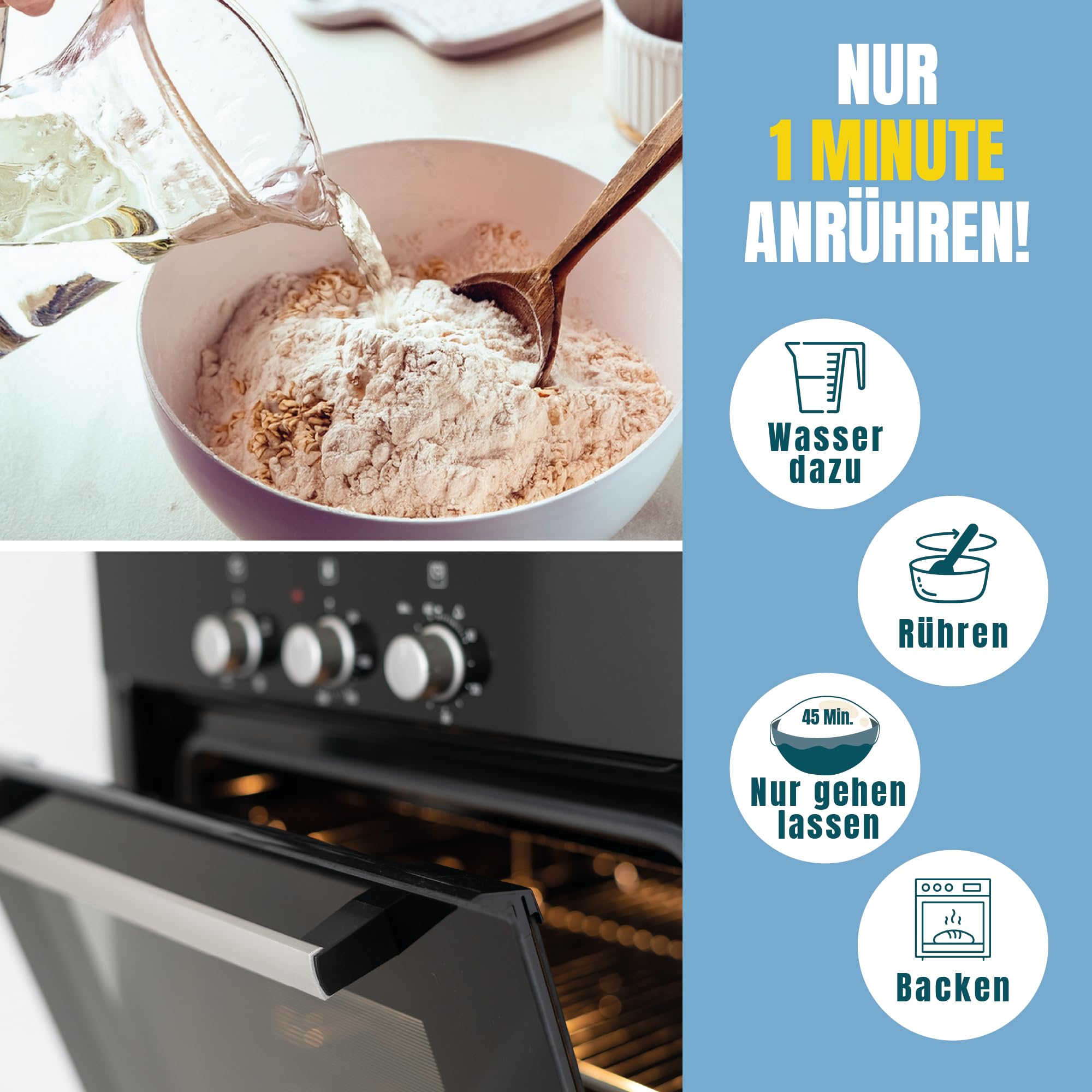 Marcel's Buttermilchbrot - Sauerteigbrot ohne Weizenmehl (1200g für 3-4 Brote) | Brotbackmischung mit Sauerteig & Roggenmehl | Saftig & leicht verdaulich | In 1 Minute zubereitet