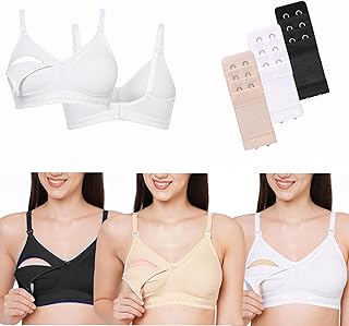 VParents Women's Cotton Multicolor Full Cup Non Padded Feeding Bra/Nursing Bra/Maternity Bra with Extenders Combo Size 32