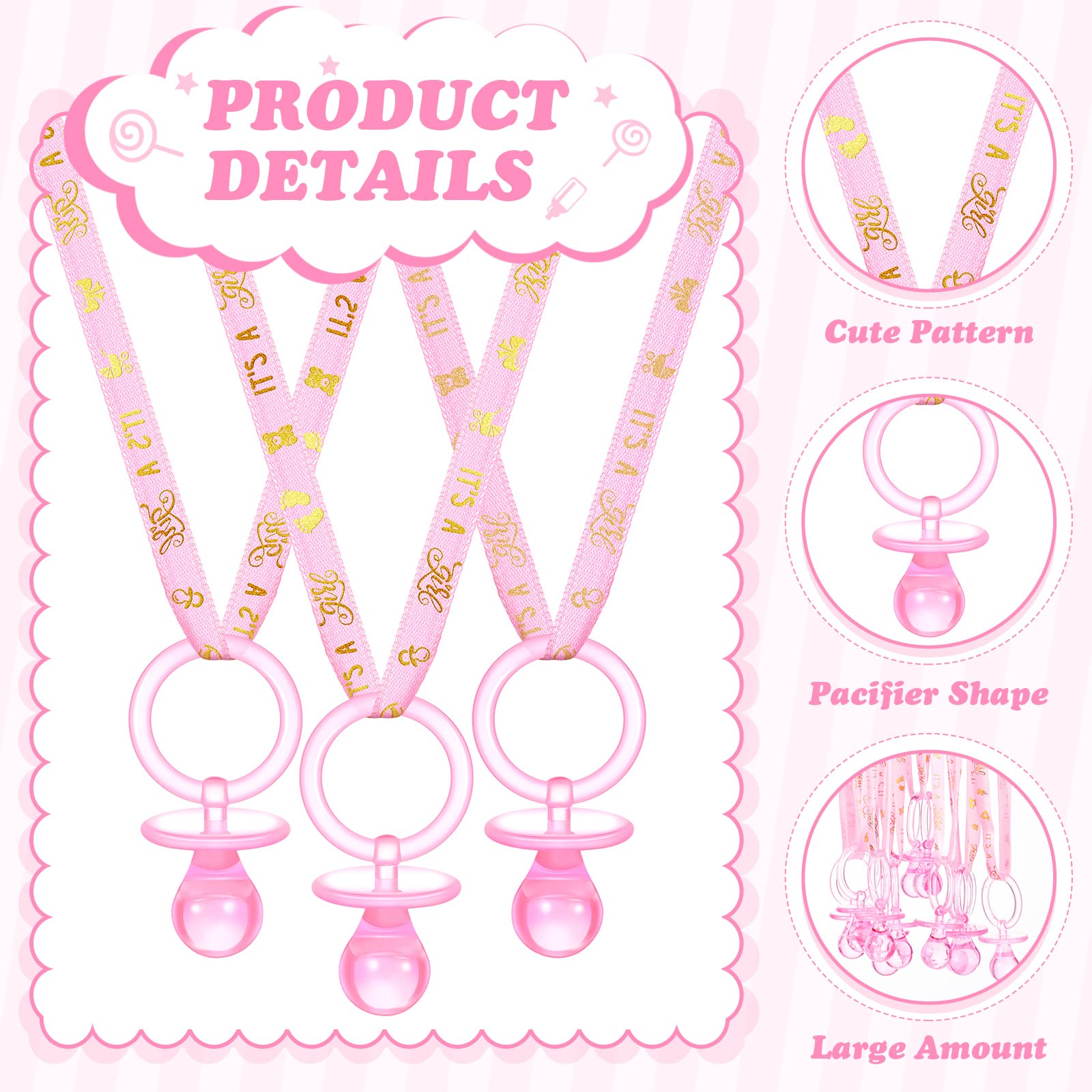 Geiserailie 36 Pcs Baby Shower Pacifiers Necklace