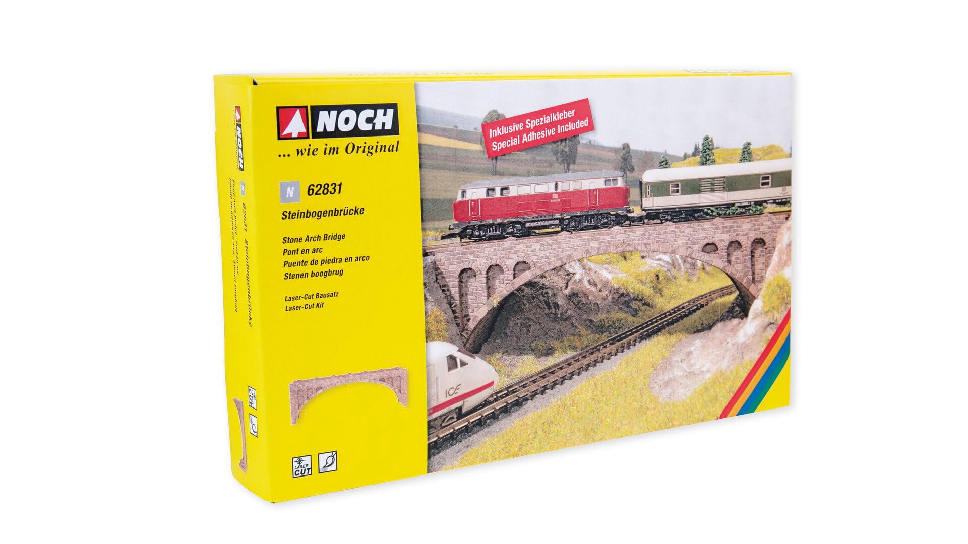 NOCH® Steinbogenbrücke, Laser-Cut Modellbau Brücken-Bausatz, 18,5 x 4 cm für die Spurweite N perfekt für Landschaftsbau und Dioramen