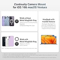 Vista 9 de PROfezzion Soporte de cámara continuidad con para portátiles MacBook, fuerte soporte magnético para iPhone 16 15 14 13 12 Series, soporte