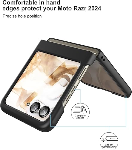 Miniatura 2 de Foluu Funda delgada para Motorola Razr 20242025 No compatible con Razr Plus 2024, con protector de pantalla frontal integrado, policarbonato mate