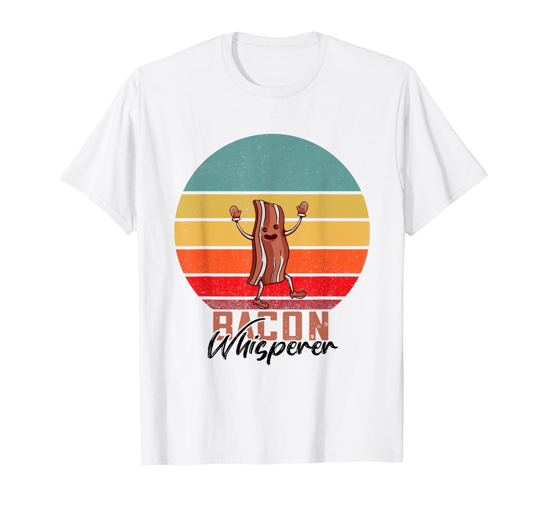 Funny Meat Strip Breakfast Food LoversBacon Whisperer Retro Breakfast Meaty Bacon Lover Strip T-Shirt