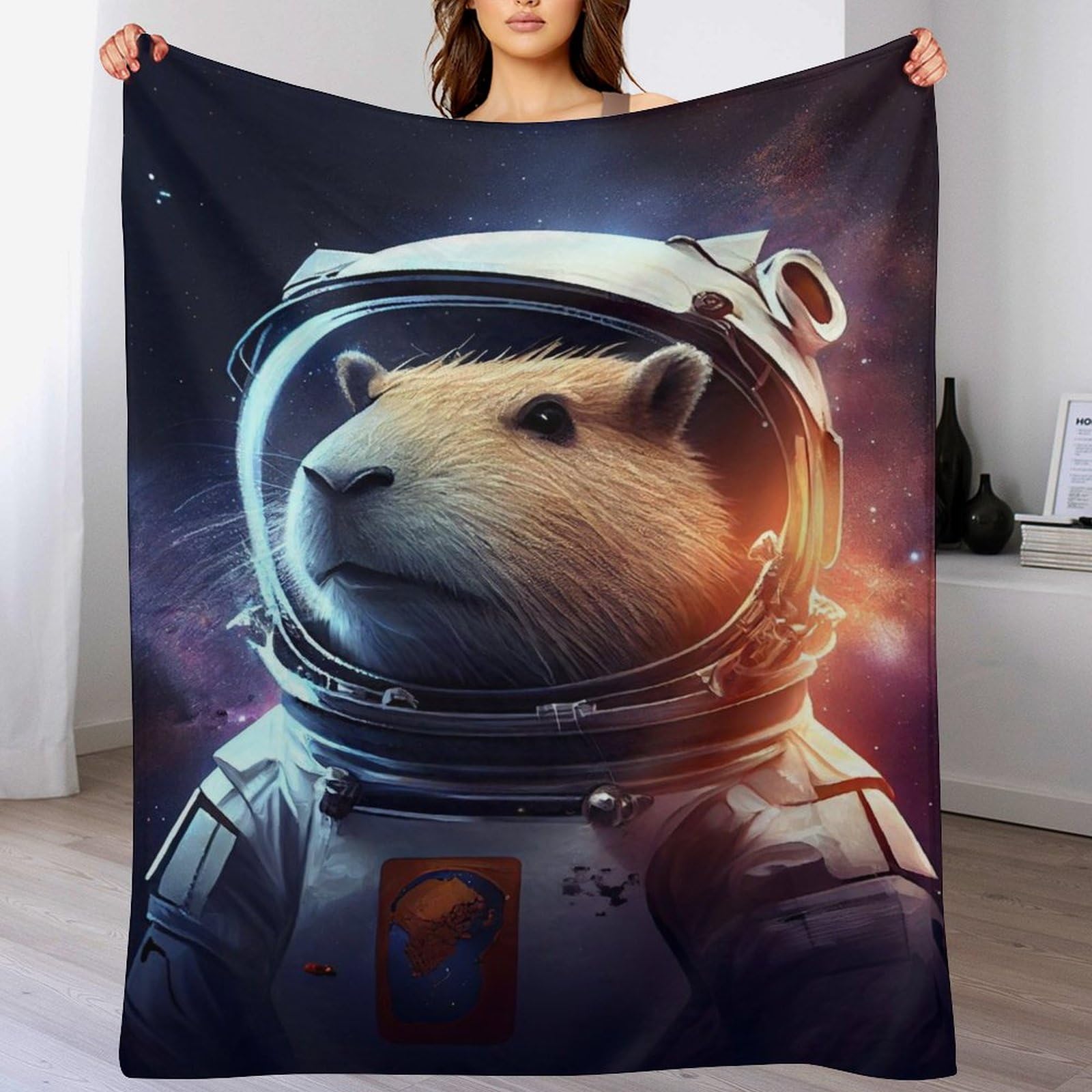 Couverture Polaire en Flanelle Astronaute Ultra Douce pour Lit et Canapé 150x200cm