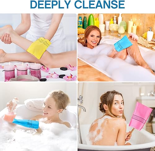 Miniatura 6 de 10 piezas de toalla exfoliante coreana asiática exfoliante para baño, guante de baño de Italia, toalla de doble cara, guantes de tela exfoliante de