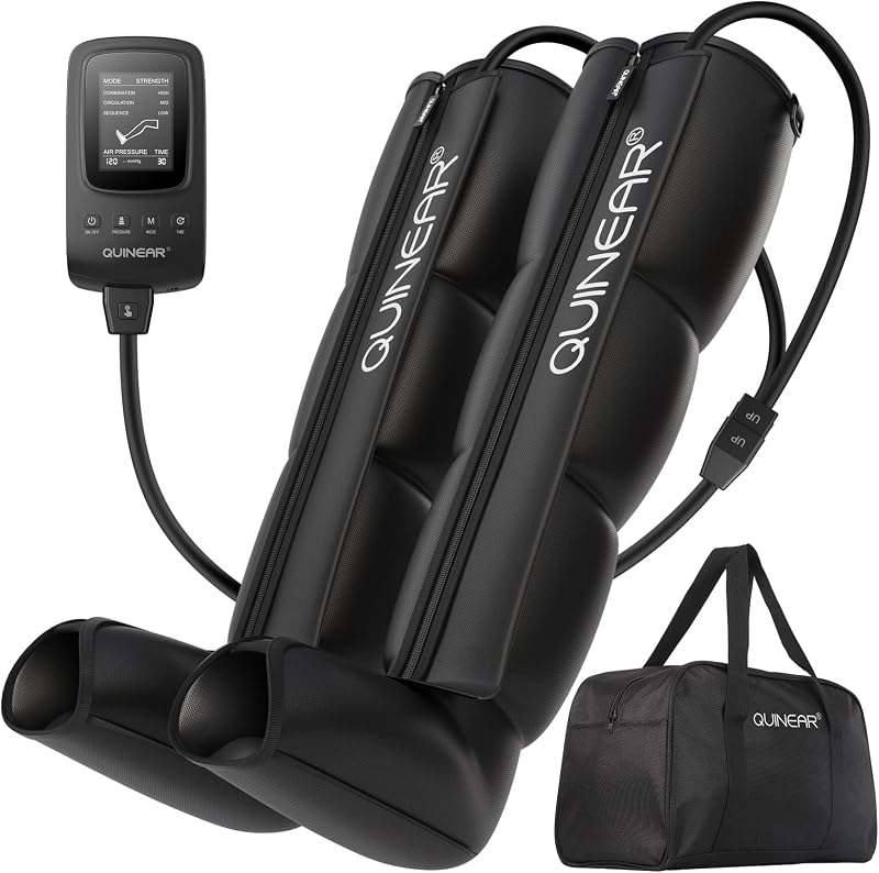 Sistema de compresión de recuperación de piernas para atleta después del entrenamiento, dispositivo secuencial profesional para terapia de masaje, botas de recuperación de pies y piernas, mejora la circulación y reduce el dolor muscular (mediano)
