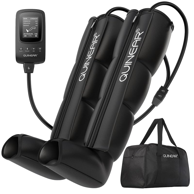QUINEAR Leg Recovery Compression System for Athlete Post Workout, Professional Sequential Device for Massage Therapy, Foot and Leg Recovery Boots, Improve Circulation Reduce Muscle Soreness (Medium)