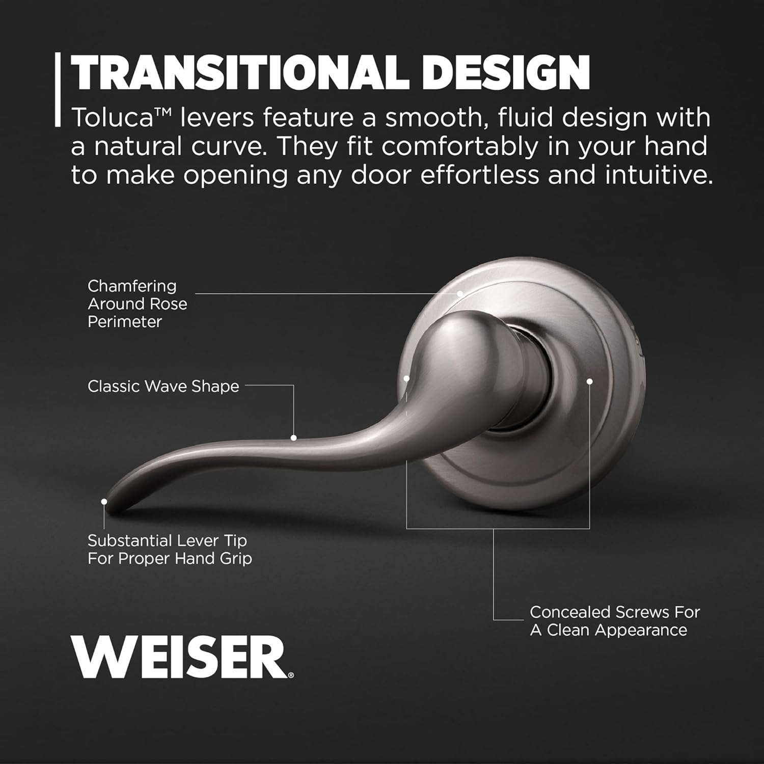 Weiser GLA12 TC15 MS LH Lever Dummy Welcome Home Toluca Satin Nickel Left