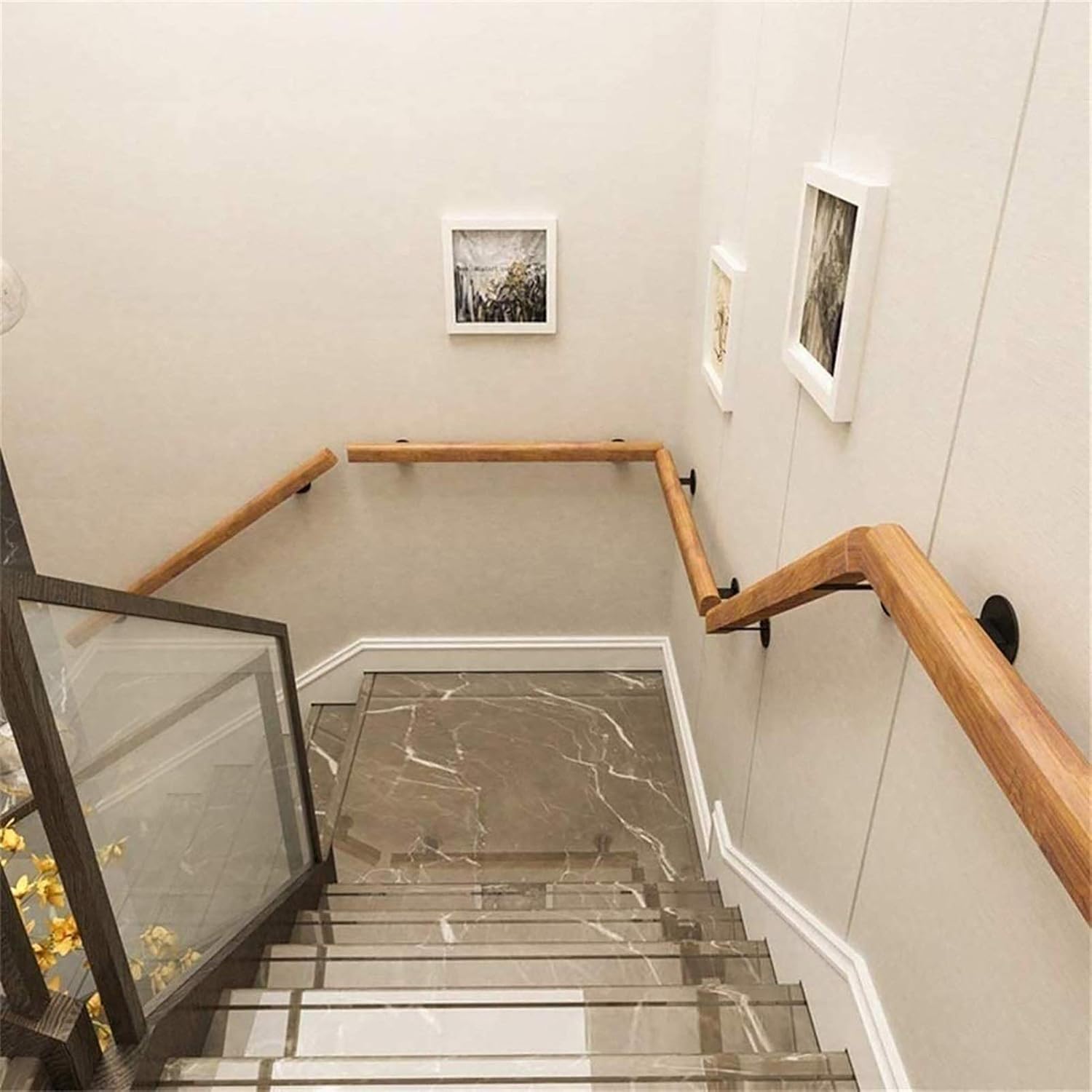 Staircase Handrails (1ft-20ft), Non-Slip Wooden Stair Railing, Home Indoor Loft Elderly Railings Handrails Corridor Support Rod, Grab Bar Kit (Size : 1ft/30cm)