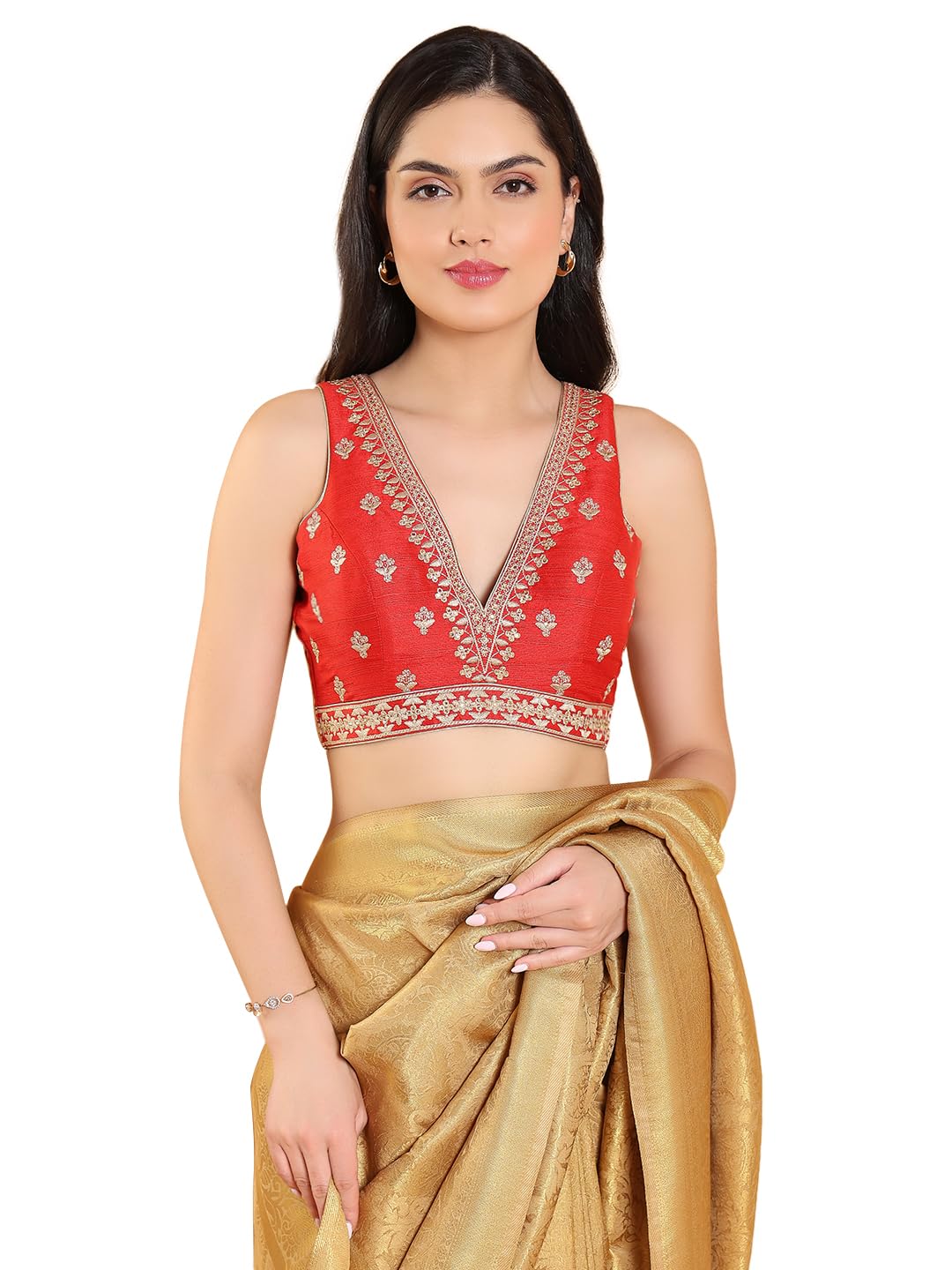 Salwar Studio Embroidered Mulberry Silk Readymade Blouse - Pack of 1 | Women's Fashion