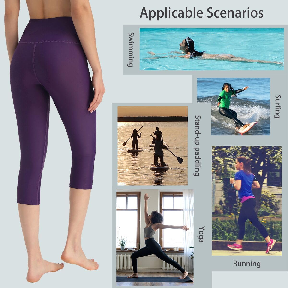 Ubestyle UPF 50+ High Waist Swim Leggings for Women Swim Capris Swim Pant Swim Tights Beach Pants Sun Protective - Image 5