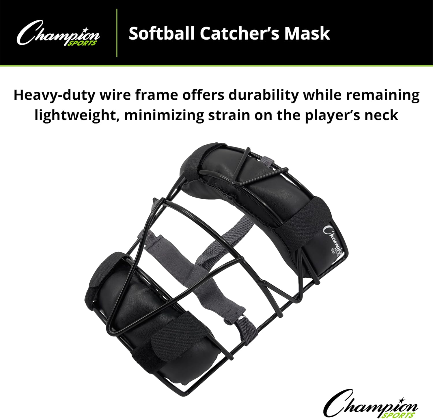 Champion Sports Softball Catcher's Mask - Lightweight with Durable Wire Frame - Adjustable Harness Catcher's Mask - Comfortable Fit