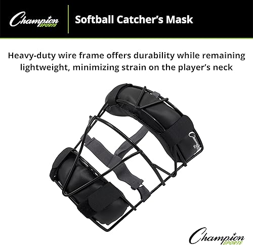Miniatura 8 de Champion Sports Máscara de receptor de sóftbol, ligera con marco de alambre duradero, máscara de receptor de arnés ajustable, ajuste cómodo