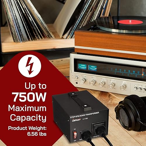 Miniatura 7 de LiteFuze Serie LT - Transformador de voltaje de 1500 W, elevador hacia arribaabajo, convertidor de potencia de 110 V a 220 V220 V a 110 V, cable
