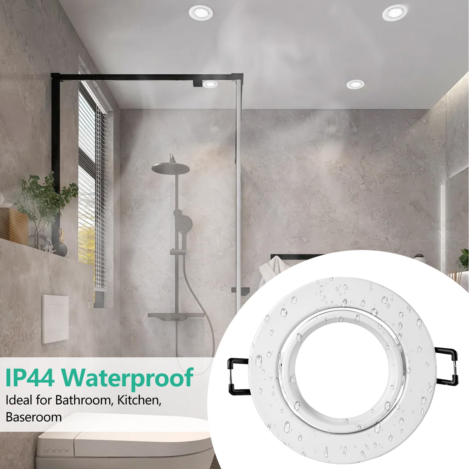 Cornice Faretti led da Incasso per Cartongesso, Set di 10 Faretto Incasso Cartongesso, Portafaretto in Gesso Orientabili 30° con Portalampada GU10, per LED e Alogeno, Cornice Portafaretto per Soffitto