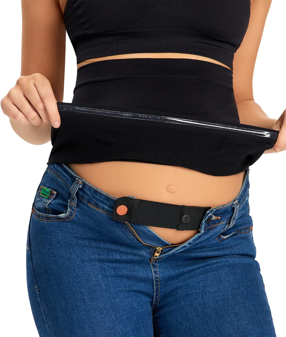 Combination of Maternity Shirts Extenders and Pants Waist Extenders, Seamless Maternity Belly Band