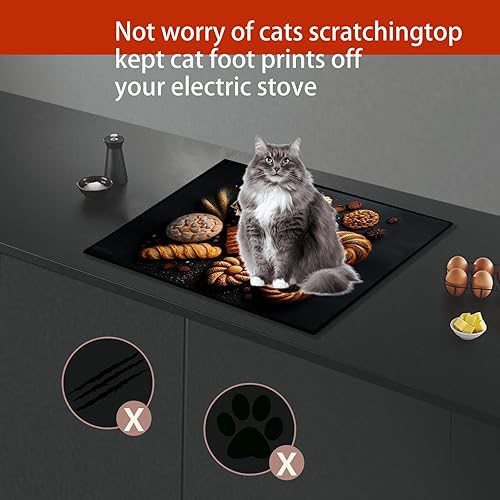 Miniatura 5 de Cubierta de estufa para estufas eléctricas, plegable, multiusos, protector superior de vidrio grueso, revestimiento antideslizante de goma natural