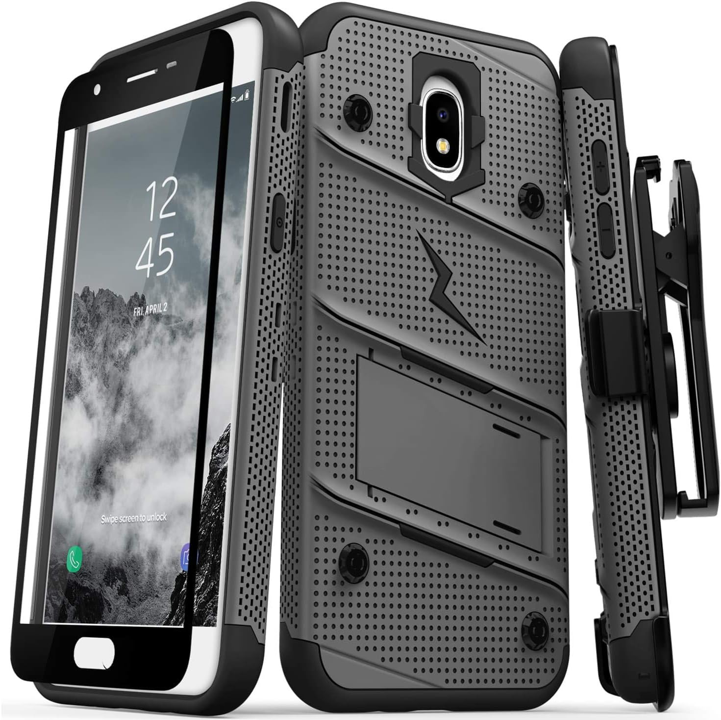 ZIZO Bolt Series Compatible with Galaxy J7 2018 Case Military Grade Drop Tested with Tempered Glass Screen Protector Holster Galaxy J7 Refine J7 Star