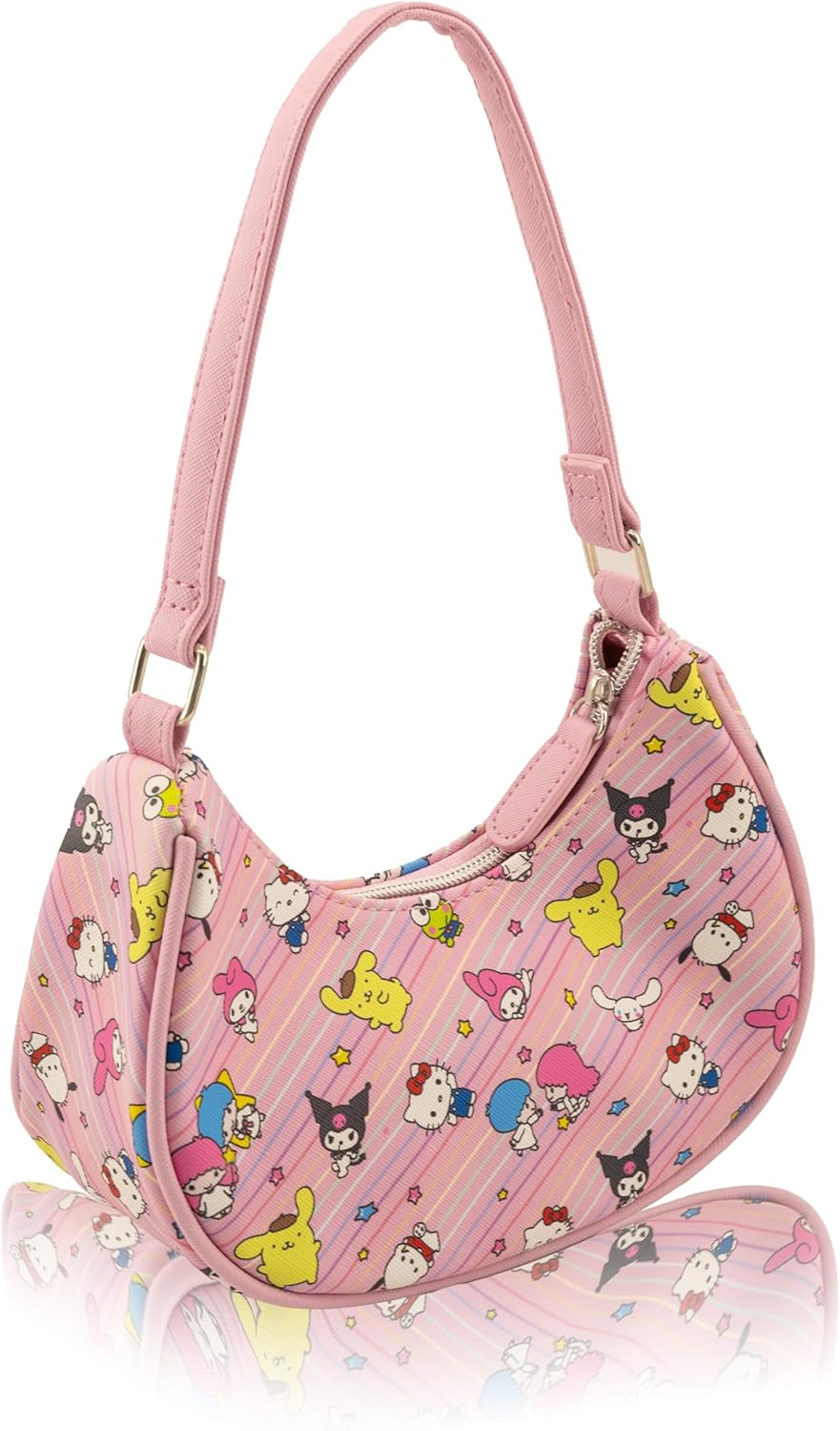 Hello Kitty, Bluey or Stitch Hobo Handbag Purse for Girls | All Over Print Crossbody Shoulder Bag with Adjustable Strap
