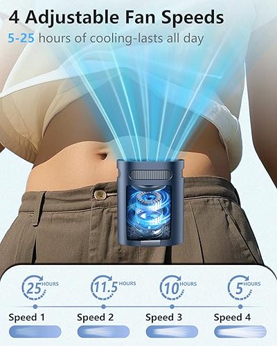 Miniatura 2 de Ventilador de cintura con clip en aire frío, mini ventilador portátil ligero alimentado por batería, pequeño cinturón de camisa personal portátil