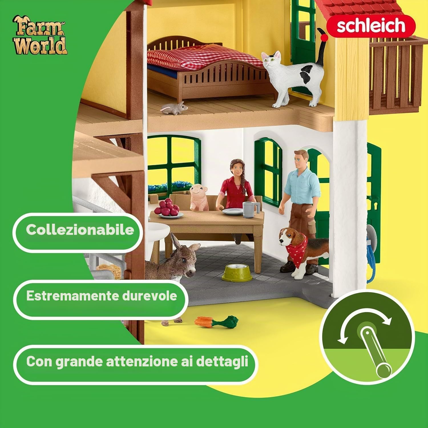 Schleich FARM WORLD | Casa colonica con stalla e animali 42407 | 97 pezzi | Set da gioco dai 3 anni | set con personaggi, numerose funzioni e tanti accessori | figura animali della fattoria schleich