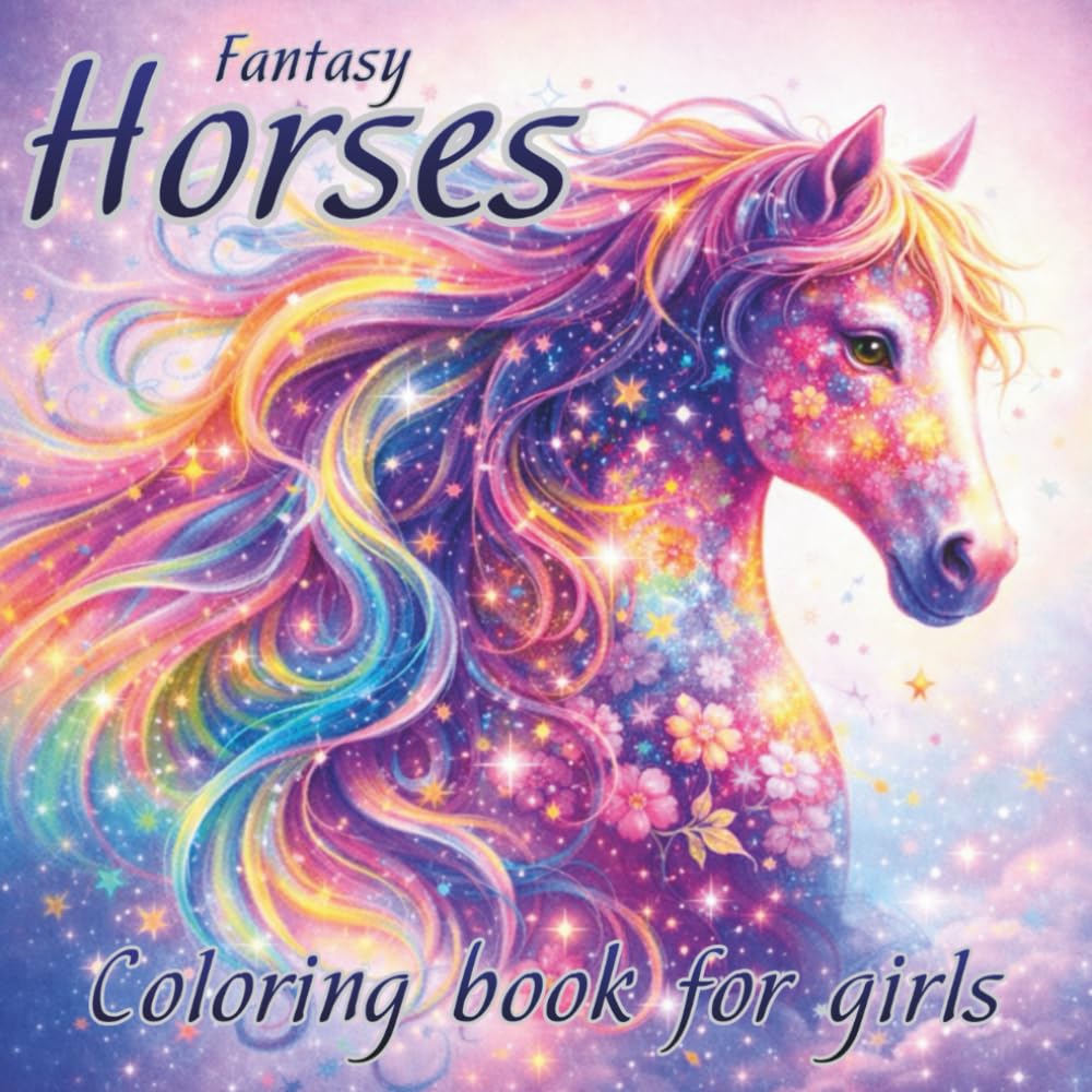 FANTASY HORSES COLORING BOOK FOR GIRLS: 50 Magical Horse & Unicorn Pages for Creative Girls Ages 8–12 and Teens