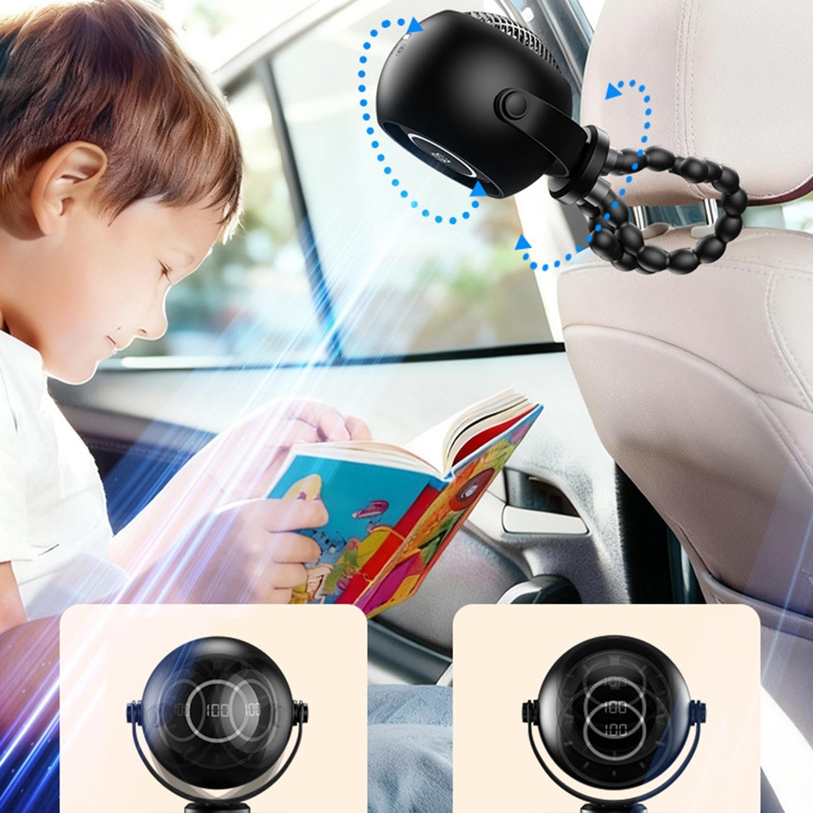Ventilatore a Clip per Passeggino Raffreddamento Silenzioso con Notturne | Ventilatore portatile piccoli per passeggino Per Seggiolino Auto Bici Tapis Roulant Camera da Camera