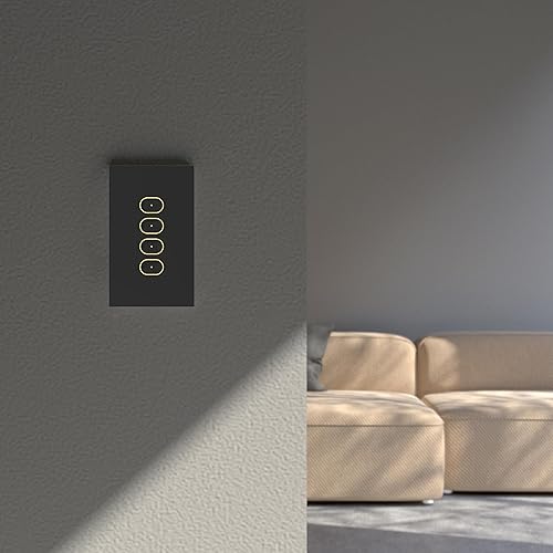 Miniatura 5 de LIFX Interruptor inteligente, interruptor de cristal táctil inteligente Wi-Fi de 4 botones en la pared (negro)